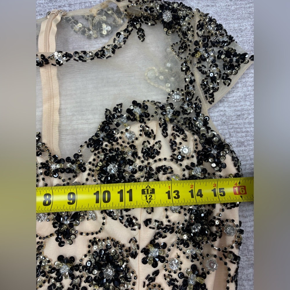 Bicici & Coty Womens Sz L Black Cream Sequin Sleeveless Maxi Evening Gown Formal - Picture 5 of 10